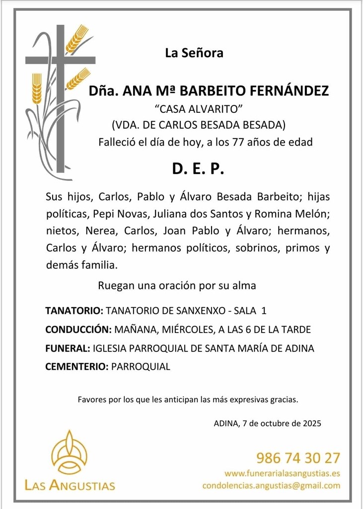 Dña. ANA MARÍA BARBEITO FERNÁNDEZ