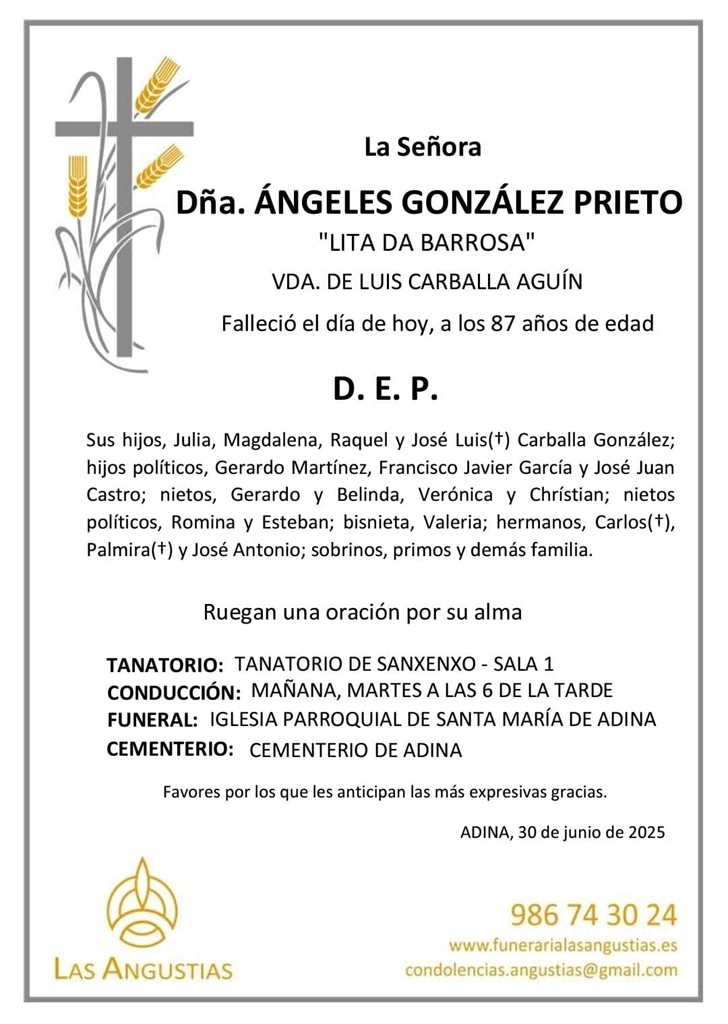 Dña. ÁNGELES GONZÁLEZ PRIETO