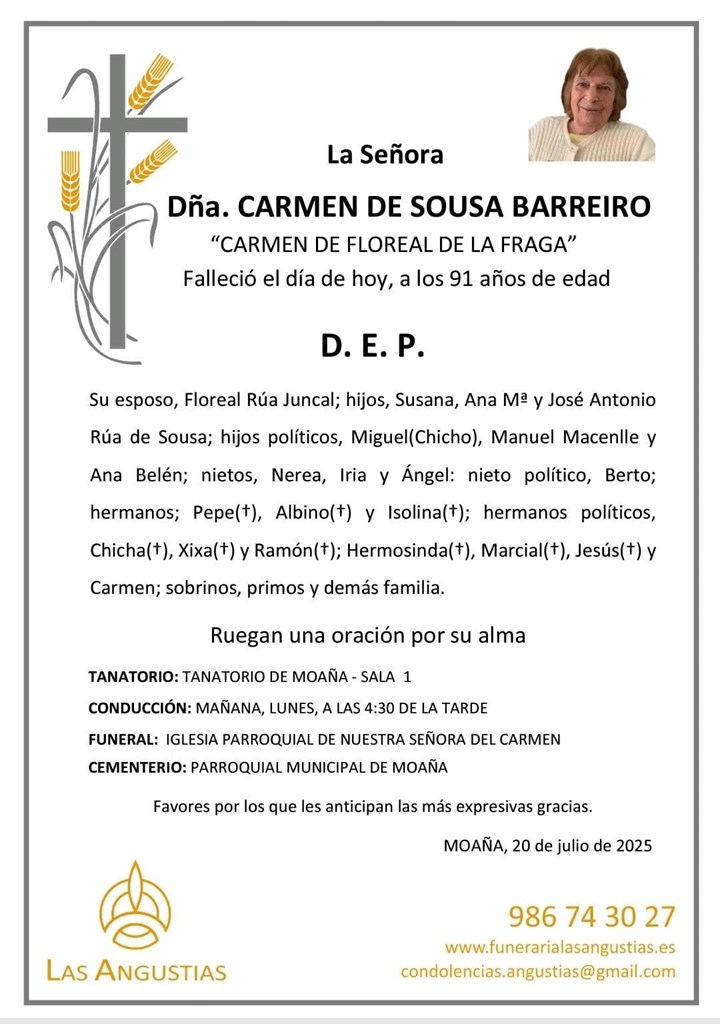 DÑA. CARMEN DE SOUSAS BARREIRO