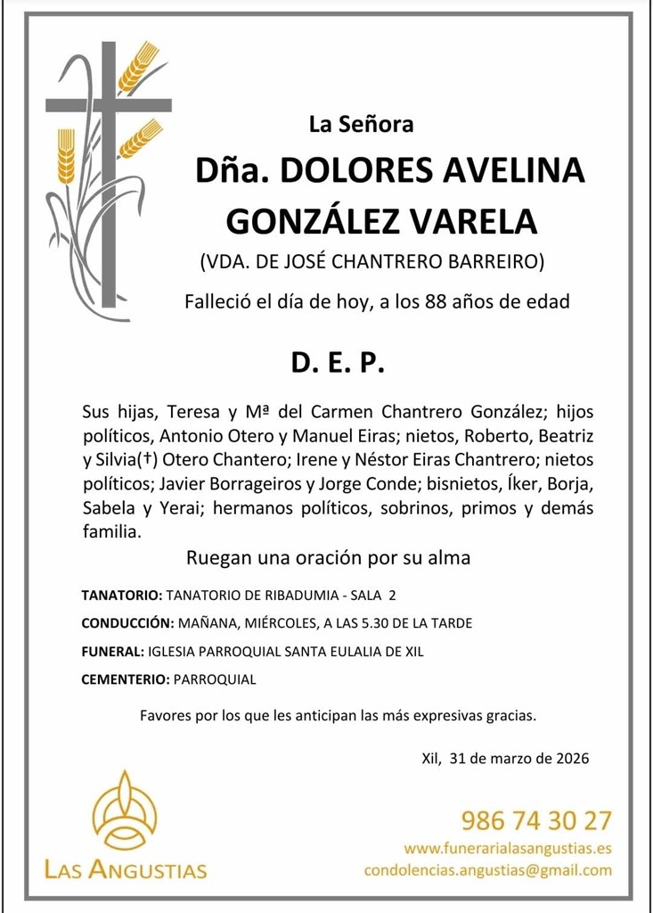 Dña. DOLORES AVELINA GONZÁLEZ VARELA