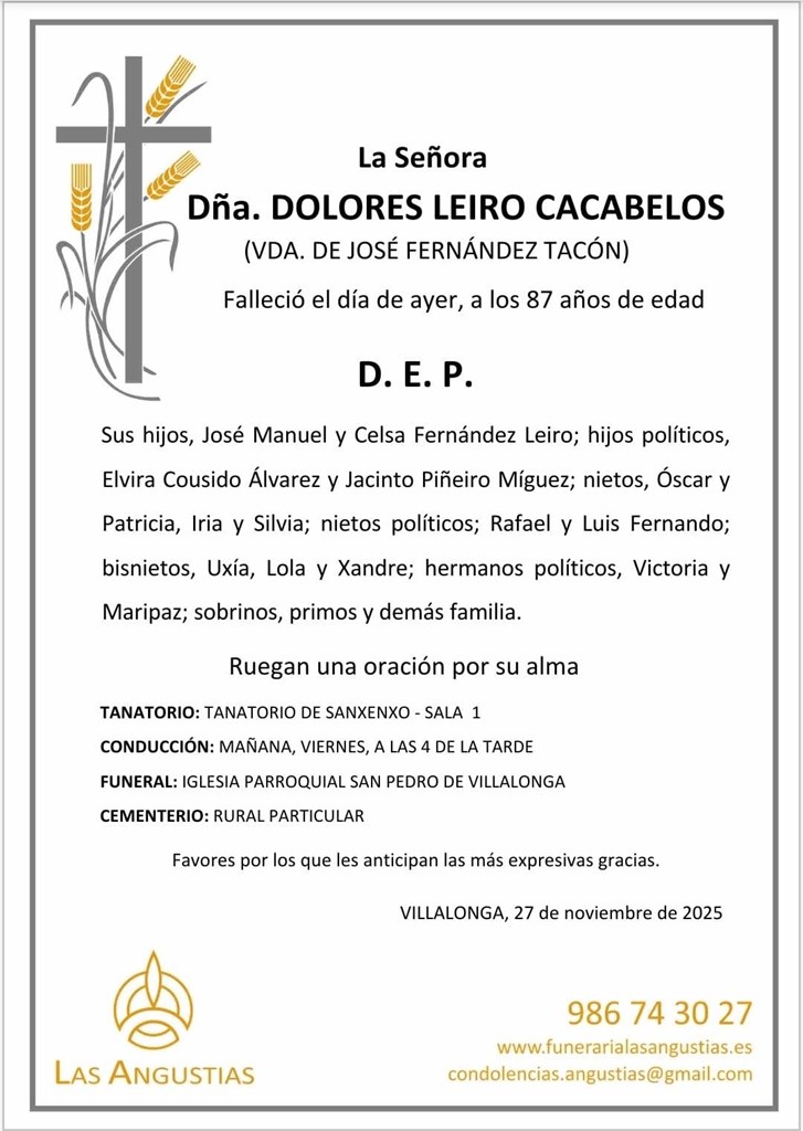 DÑA. DOLORES LEIRO CACABELOS