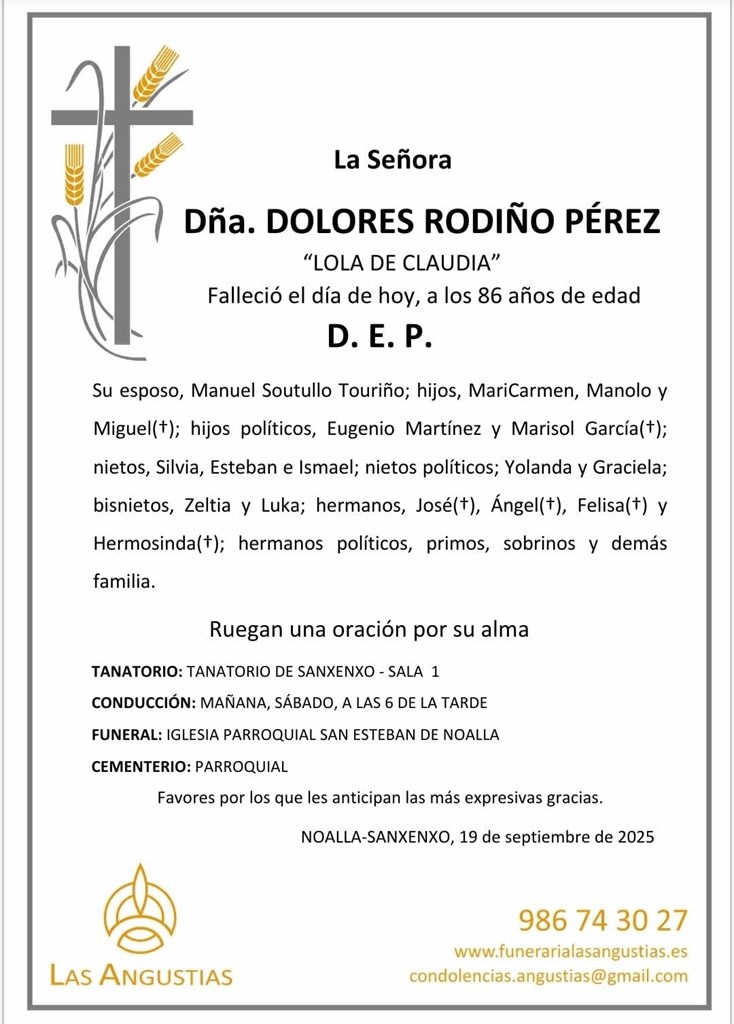 DÑA. DOLORES RODIÑO PÉREZ