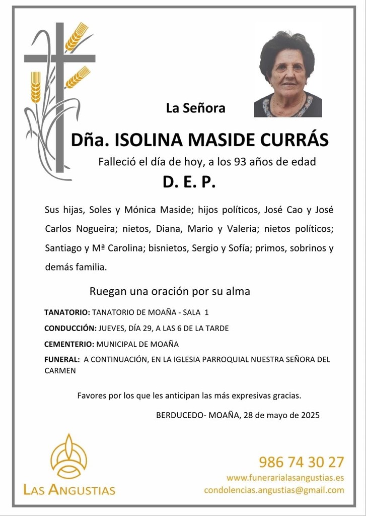 Dña. ISOLINA MASIDE CURRÁS