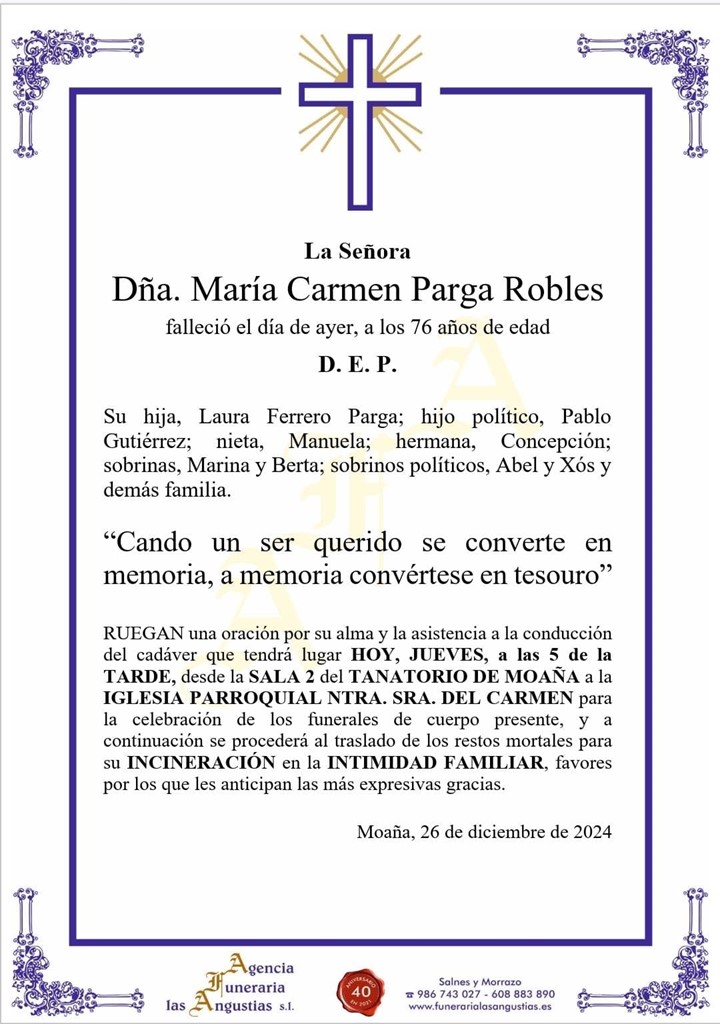 DÑA. MARIA CARMEN PARGA ROBLES
