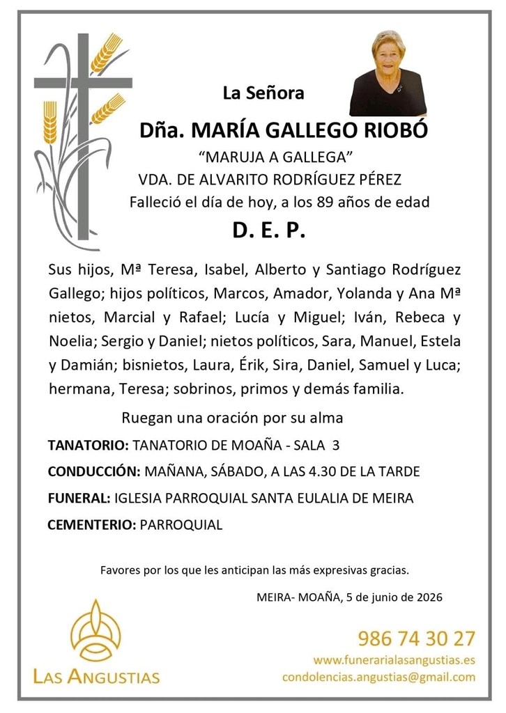 DÑA. MARÍA GALLEGO RIOBÓ