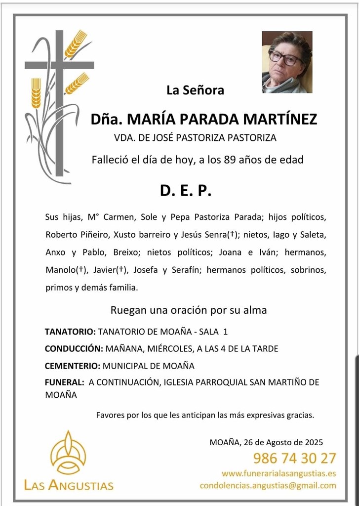 DÑA. MARÍA PARADA MARTÍNEZ