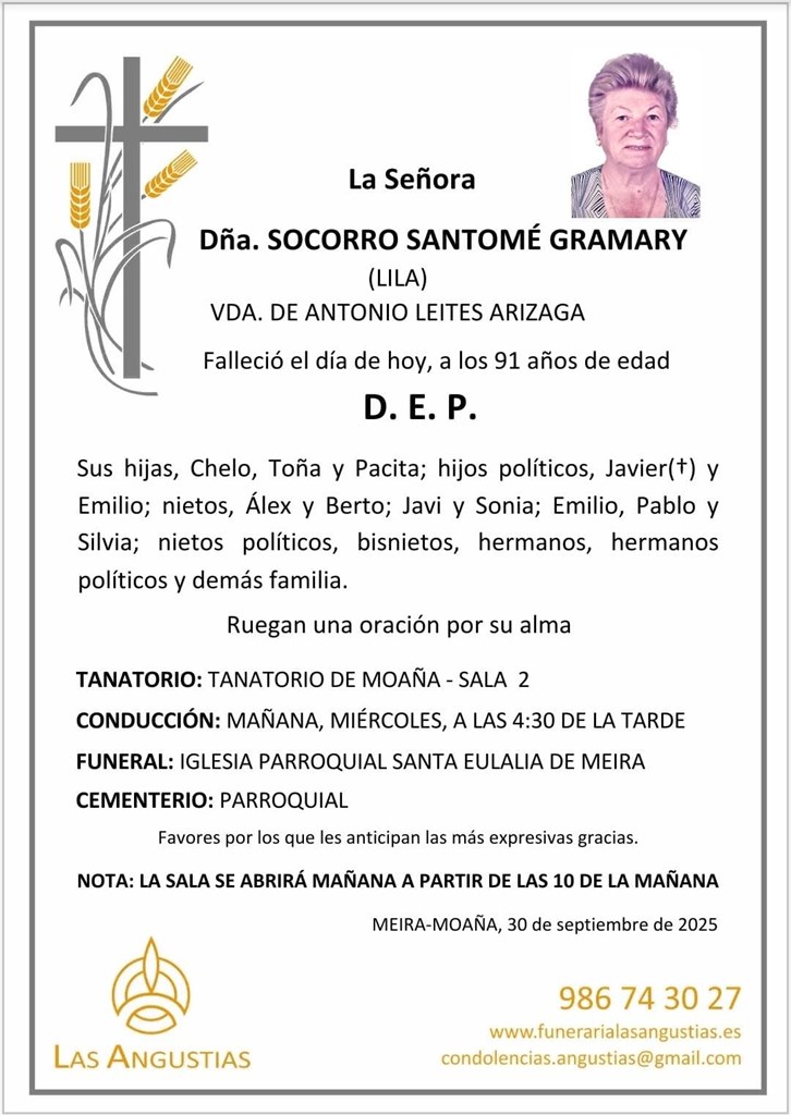 DÑA. SOCORRO SANTOMÉ GRAMARY
