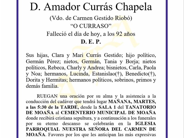 D. AMADOR CURRÁS CHAPELA