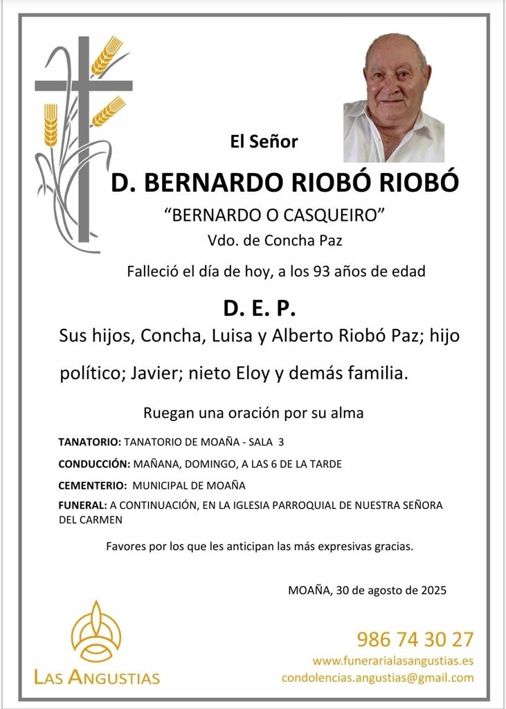 D. BERNARDO RIOBÓ RIOBÓ