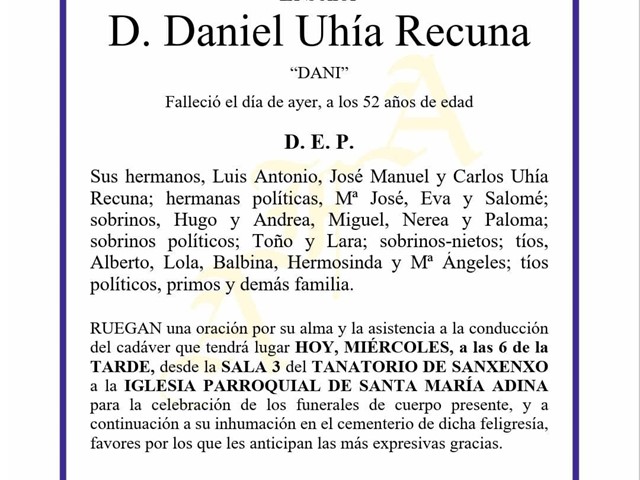 D. DANIEL UHÍA RECUNA