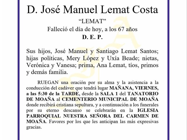 D. JOSÉ MANUEL LEMAT COSTA