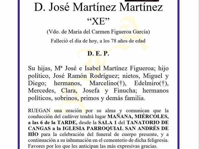 D. JOSÉ MARTÍNEZ MARTÍNEZ