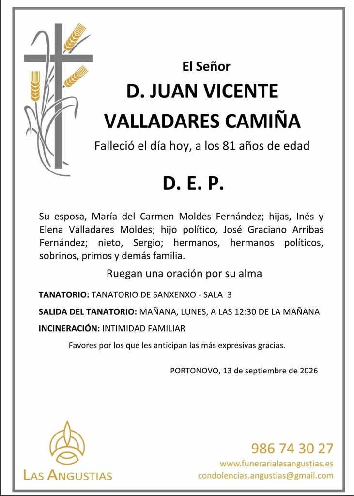 D. JUAN VICENTE VALLADARES CAMIÑA