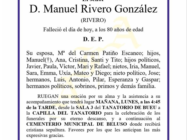 D. MANUEL RIVERO GONZÁLEZ