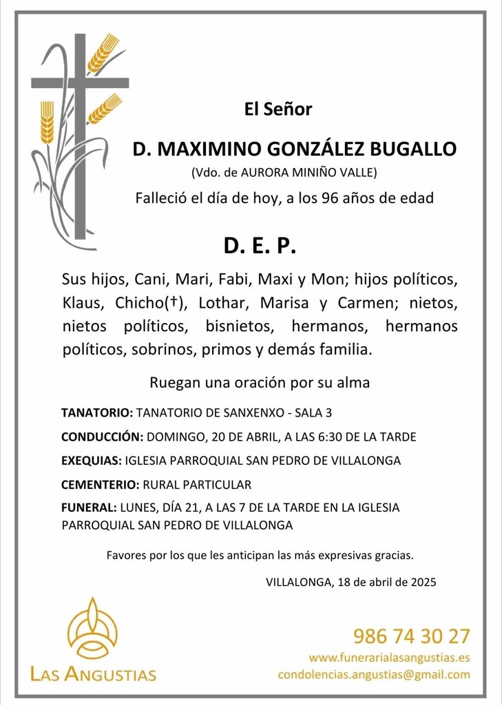 D. MAXIMINO GONZÁLEZ BUGALLO