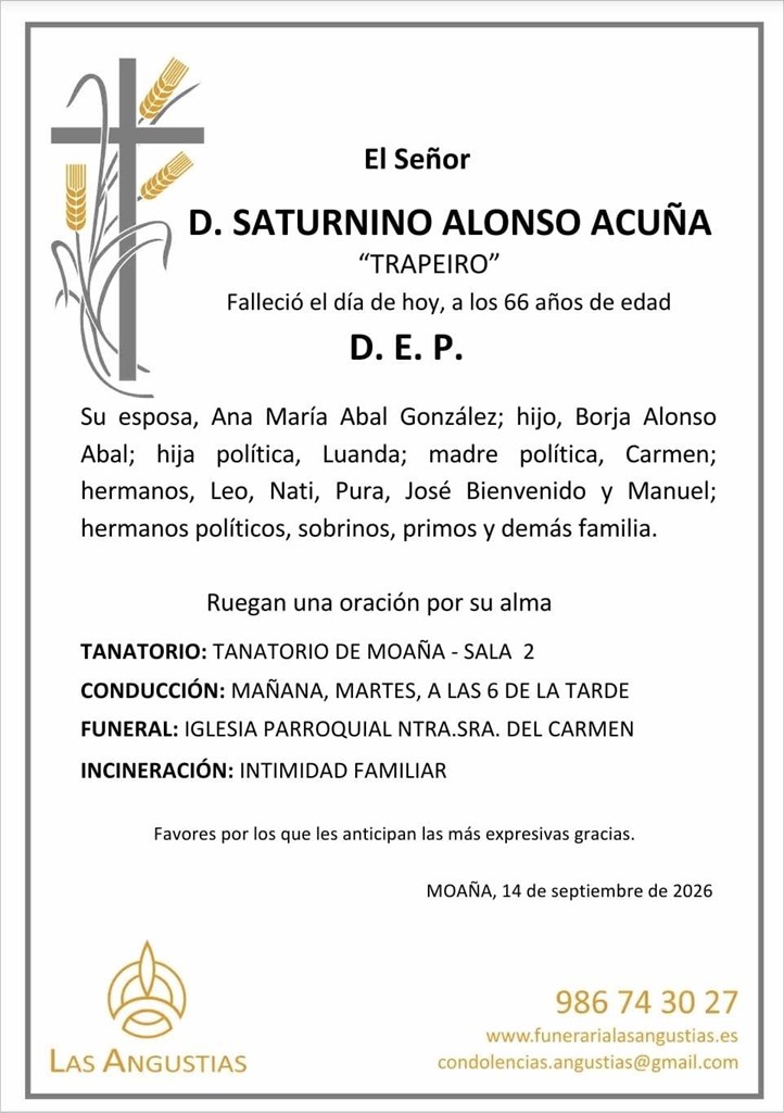 D. SATURNINO ALONSO ACUÑA