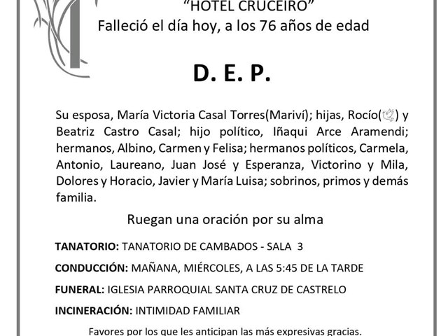 D. SERVANDO CASTRO CASTRO