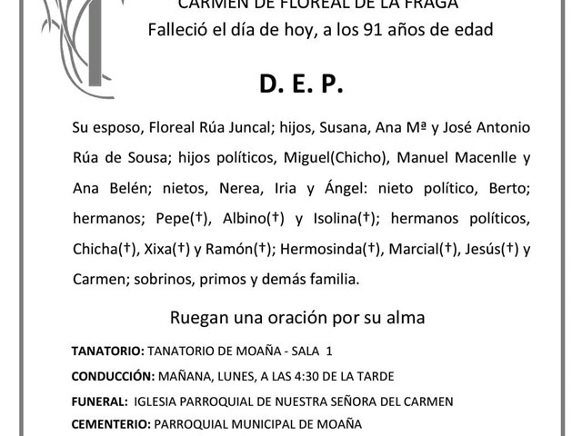 DÑA. CARMEN DE SOUSAS BARREIRO