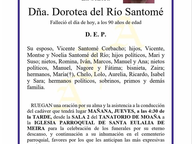 DÑA. DOROTEA DEL RÍO SANTOMÉ