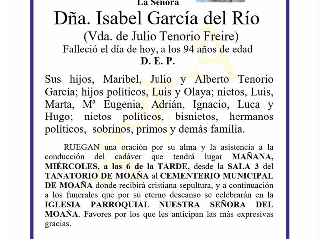 Dña. ISABEL GARCÍA DEL RÍO