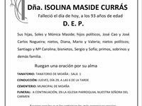 Dña. ISOLINA MASIDE CURRÁS