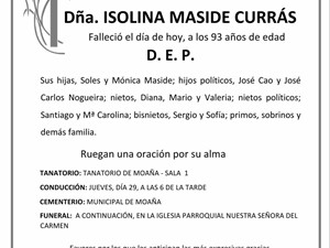 Dña. ISOLINA MASIDE CURRÁS