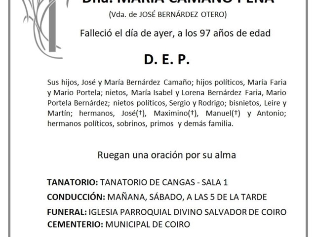 DÑA. MARÍA CAMAÑO PENA