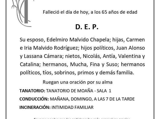 Dña. NIEVES RODRÍGUEZ CRUZ