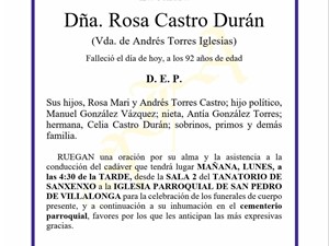 DÑA. ROSA CASTRO DURÁN
