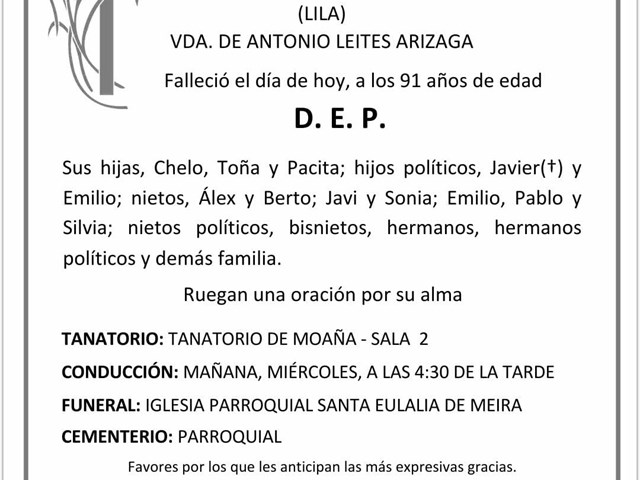 DÑA. SOCORRO SANTOMÉ GRAMARY