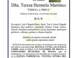 DÑA. TERESA HERMELO MARTÍNEZ