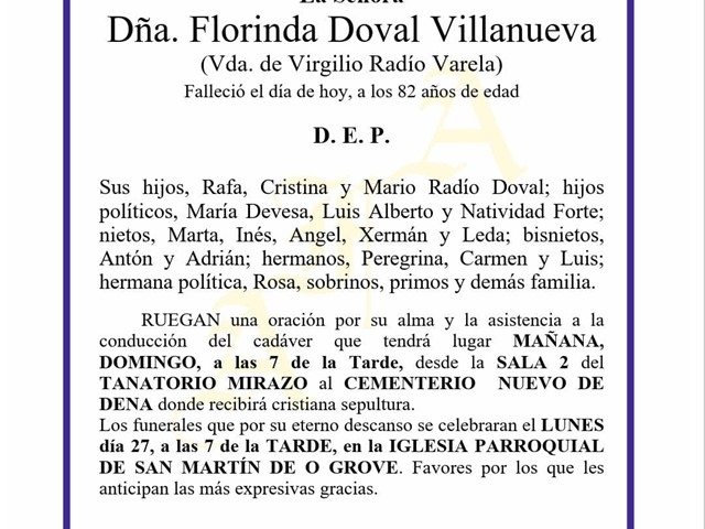 FLORINDA DOVAL VILLANUEVA